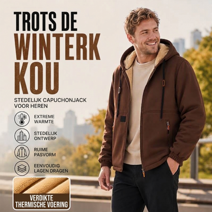 Heren jack met capuchon en dikke sherpa-voering