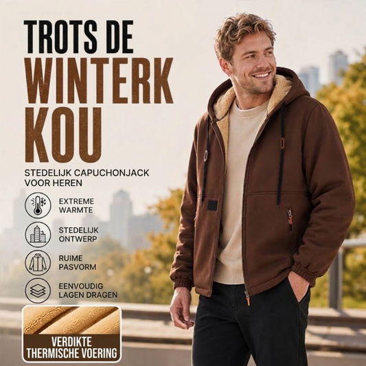 Heren jack met capuchon en dikke sherpa-voering