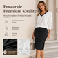 Dames set met V-hals shirt met lange mouwen en geribbelde rok