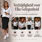Dames set met V-hals shirt met lange mouwen en geribbelde rok
