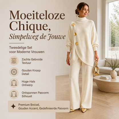 Elegante coltrui en wijde pijpen broek set voor dames