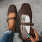 Comfortabele balletschoenen van suède PU-leer met een riempje