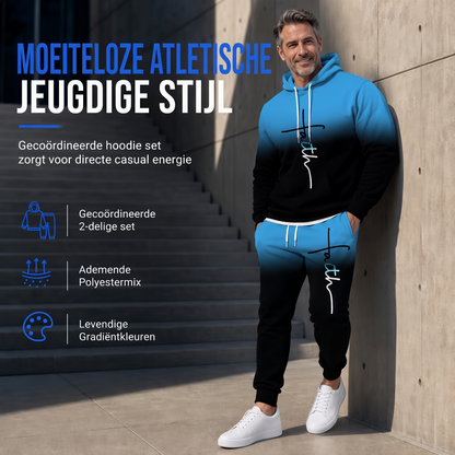 🔥 Trending Nu ✨ Heren 3D-Print Trainingspak met Capuchon – Losvallende 2-Delige Set voor Lente & Herfst