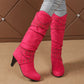 Leren imitatie suède slouchy kniehoge laarzen voor dames