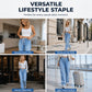 Casual damesjeans met trekkoord en wijde pijpen