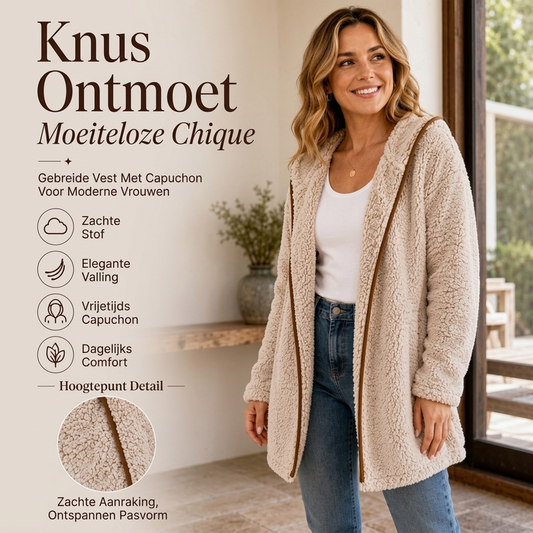 Casuele capuchonvest van pluche voor dames