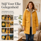 Dames middellange capuchon pufferjas