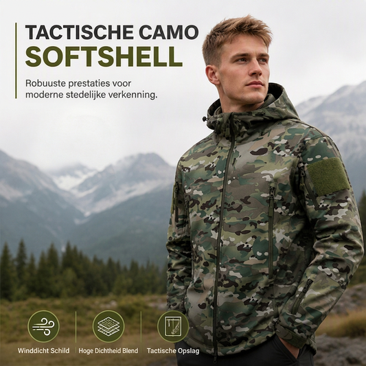 Heren outdoor camouflage jack met capuchon