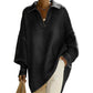 Casual loszittende denim V-hals pullover voor dames met vleermuismouwen en asymmetrische zoom