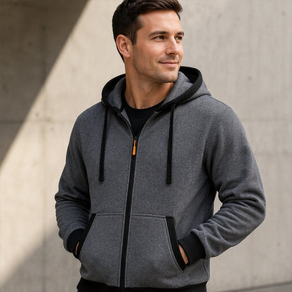 Warme hoodiejack met rits