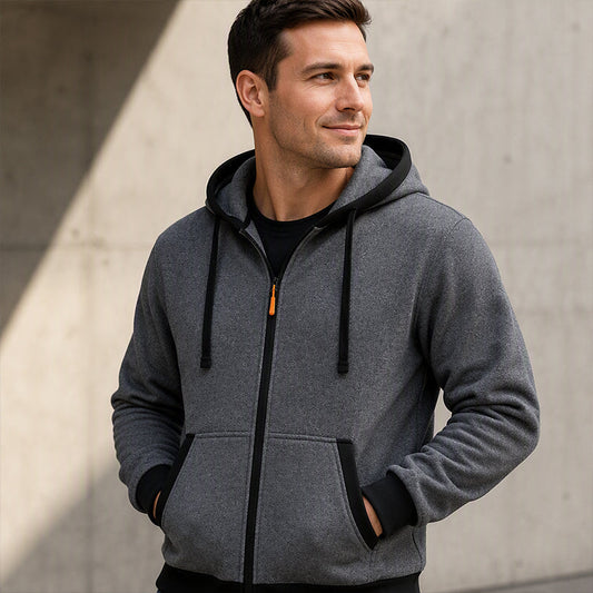Warme hoodiejack met rits