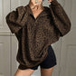 🔥 Trendy Herfststijl 🐆 Dames Sweater met Luipaardprint en Kwartrits – Comfortabel, Modieus & Makkelijk te Combineren