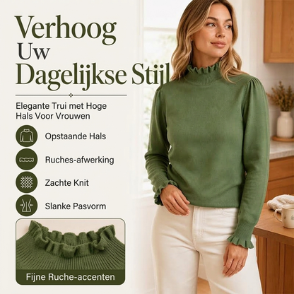 ✨ Tijdloze Elegantie 🤎 Dames Gebreide Top met Rucheafwerking – Zacht, Comfortabel & Vrouwelijk Design