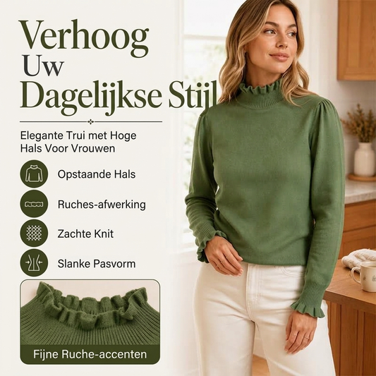 ✨ Tijdloze Elegantie 🤎 Dames Gebreide Top met Rucheafwerking – Zacht, Comfortabel & Vrouwelijk Design