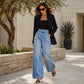 Damesjeans met hoge taille en wijde pijpen