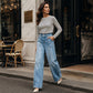 Damesjeans met hoge taille en wijde pijpen