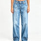 Damesjeans met hoge taille en wijde pijpen
