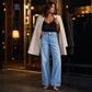 Damesjeans met hoge taille en wijde pijpen