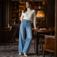 Damesjeans met hoge taille en wijde pijpen