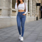 Skinny jeans met hoge taille en warme voering voor dames