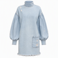 ✨ Nieuwe Herfststijl 💙 Dames Oversized Denim Mini-Jurk met Colkraag – Comfortabele Pasvorm, Trendy & Casual Chic