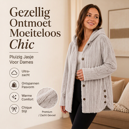 🍂 Winter Favoriet 🤎 Dames Pluche Jas met Capuchon – Losse Pasvorm, Superzacht & Heerlijk Warm