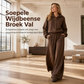 Casual zachte gebreide tweedelige loungewear set voor dames met capuchon, ritstrui en wijde pijpen broek