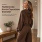 Casual zachte gebreide tweedelige loungewear set voor dames met capuchon, ritstrui en wijde pijpen broek