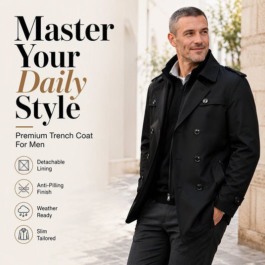 Trenchcoat voor heren met uitneembare voering