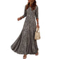 😍Casual lange mouw maxi-jurk met luipaardprint voor dames