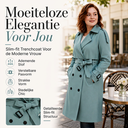 Trenchcoat met rijgknopen en getailleerde pasvorm voor dames