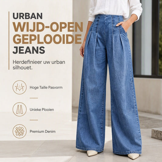 Dames hoge taille wide leg jeans