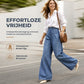 Dames hoge taille wide leg jeans