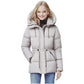 Halflange donsjas met capuchon voor dames