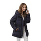 Halflange donsjas met capuchon voor dames