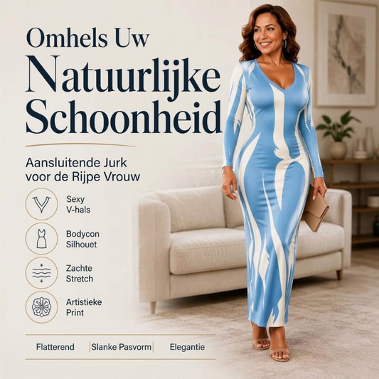 Lange mouw bodycon maxi jurk met print voor dames