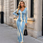 Lange mouw bodycon maxi jurk met print voor dames