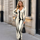 Lange mouw bodycon maxi jurk met print voor dames