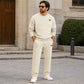 Herenset van jacquard sweatshirt met letters en joggingbroek met trekkoord