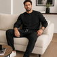 Herenset van jacquard sweatshirt met letters en joggingbroek met trekkoord
