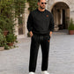 Herenset van jacquard sweatshirt met letters en joggingbroek met trekkoord