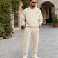 Herenset van jacquard sweatshirt met letters en joggingbroek met trekkoord