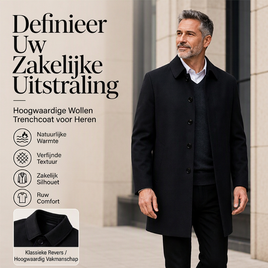Heren trenchcoat met kraag, halflang