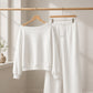 Set bestaande uit een casual off-shoulder top en een broek met wijde pijpen voor dames