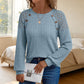 Casuele geribbelde gebreide lange mouw top voor dames