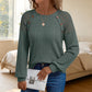Casuele geribbelde gebreide lange mouw top voor dames