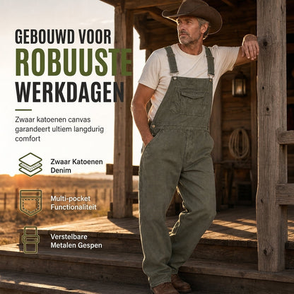 🛠️ Stoere Werkstijl 👖 Heren Zware Denim Tuinbroek – Relaxed Fit, Rechte Pijpen & Multifunctionele Zakken