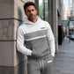 Heren casual colour-block hoodie en broek set