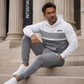 Heren casual colour-block hoodie en broek set