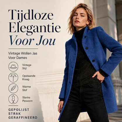 🍂 Vintage Chic ✨ Wollen Damesjas met Opstaande Kraag – Warm, Elegant & Tijdloos Design